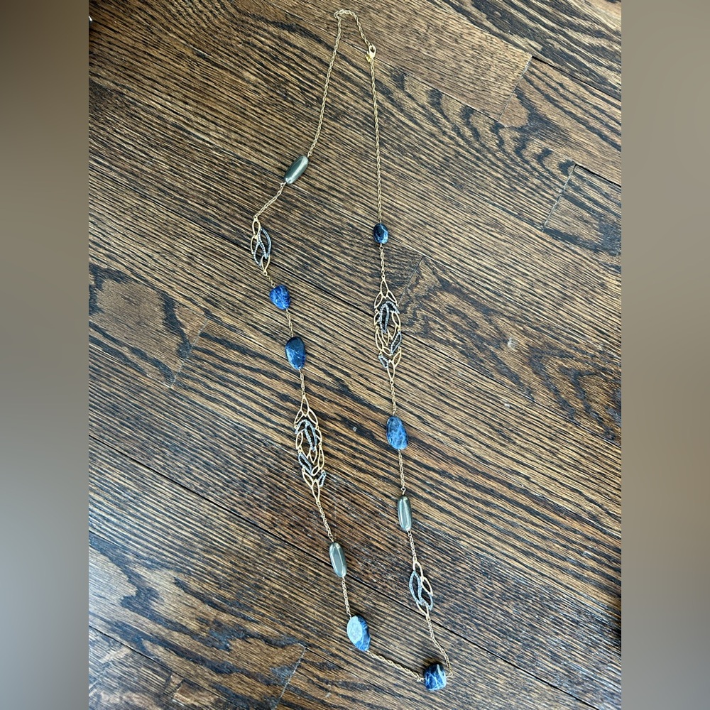 Alexis Bittar Blue Stone Long Chain Necklace